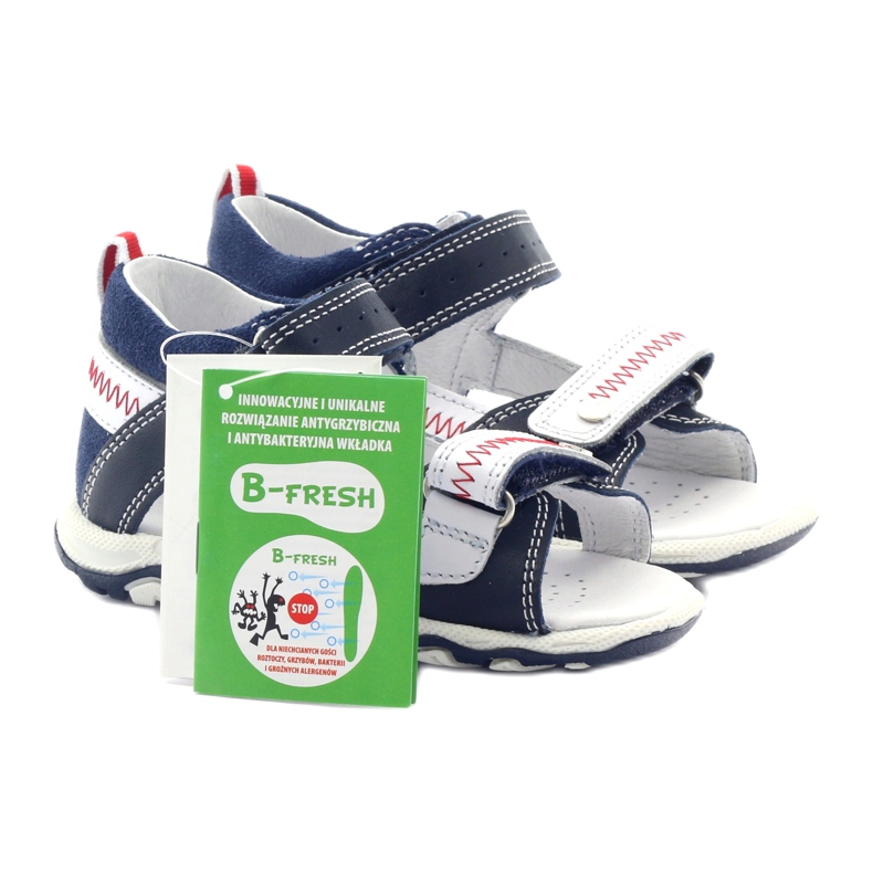 Leather sandals for Velcro 81824 navy/red Bartek blue 5 Leather sandals for Velcro 81824 navy/red Bartek blue 5