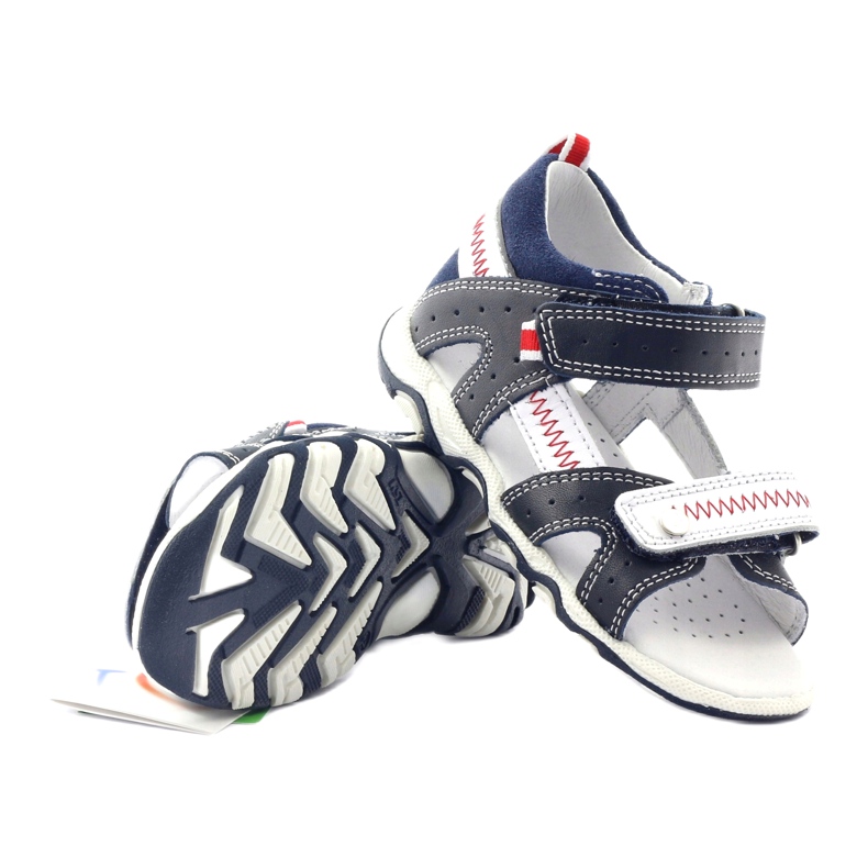 Leather sandals for Velcro 81824 navy/red Bartek blue 3 Leather sandals for Velcro 81824 navy/red Bartek blue 3