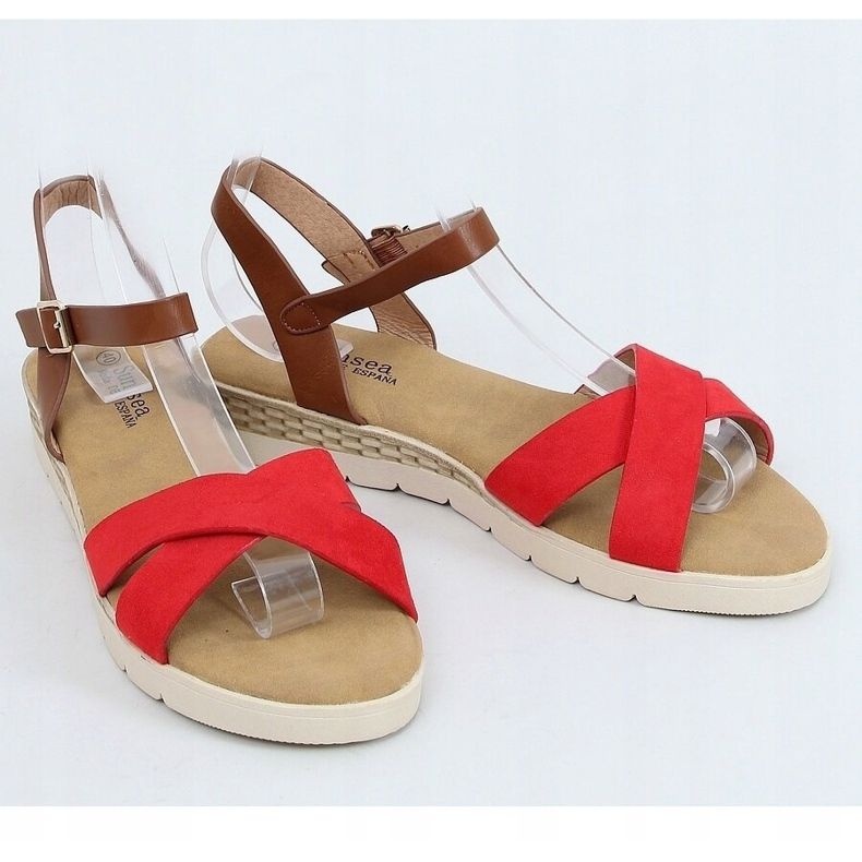 Red women's sandals 1031-15 Red brown 1
