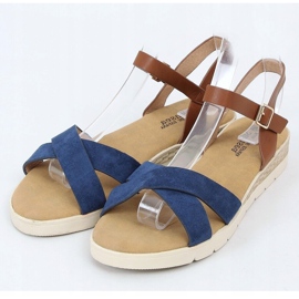 Women's navy blue sandals 1031-15 Blue brown 1