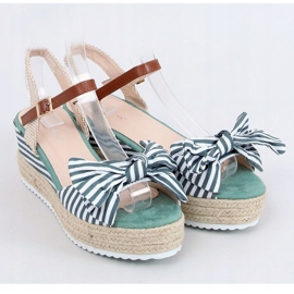 Wedge sandals white and green espadrilles DZ8009 Green beige brown 1