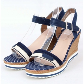 Wedge sandals A89832 Blue navy blue 1
