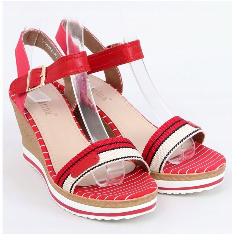 Red wedge sandals A89832 Red 1