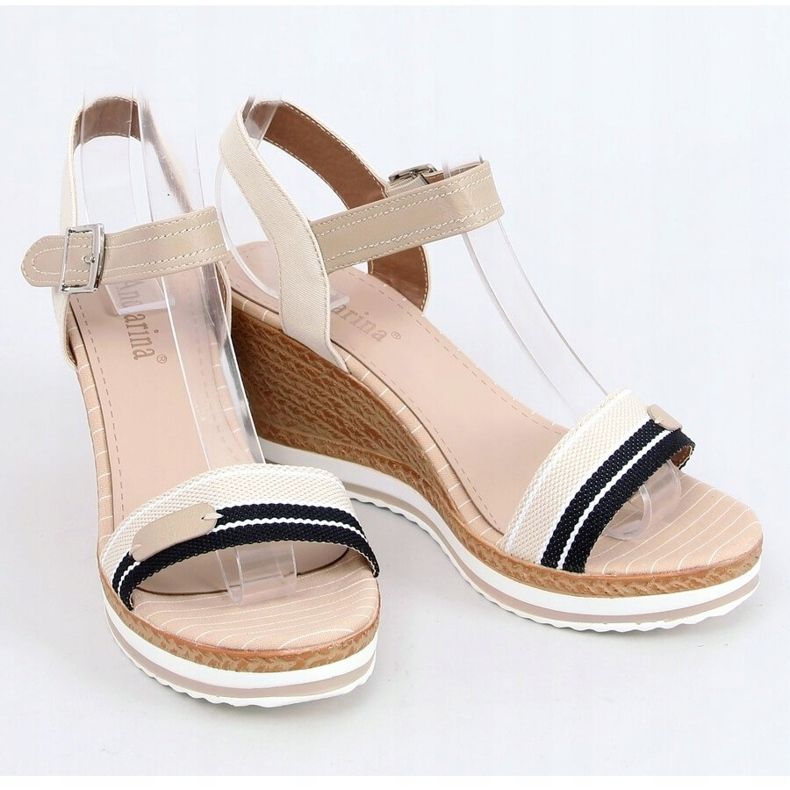 Beige sandals on a wedge heel A89832 Beige 1