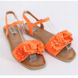 Women's sandals with flowers orange PA-370 Orange 1 Women's sandals with flowers orange PA-370 Orange 1