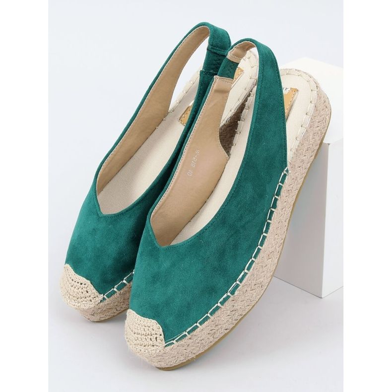 Green espadrilles with open heels M-518 Green 1