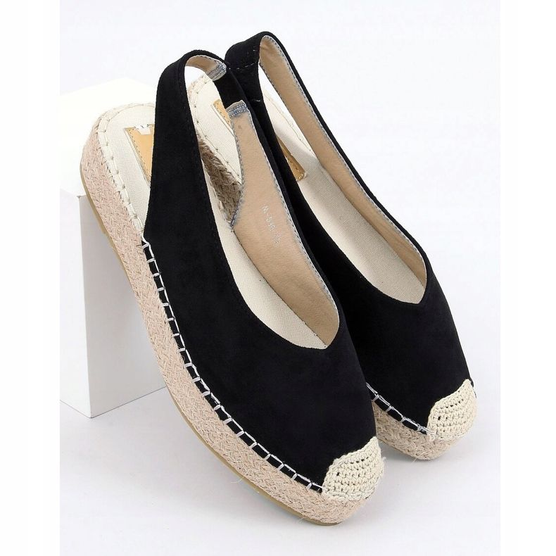 Black M-518 Black espadrilles with open heels 1