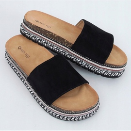 Black cork slippers 218-211 Black 1