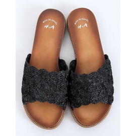 Black women's black slippers H006 Black 1