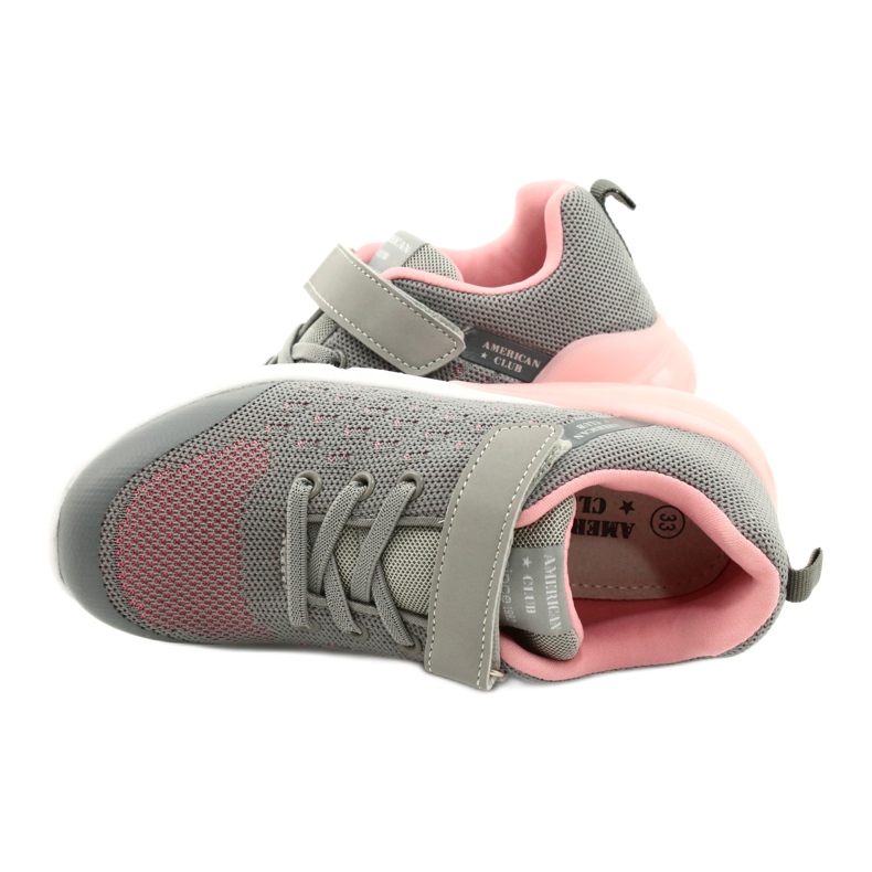 American Club Girls' Sport shoes with Velcro RL11 Gray-Pink grey 4 American Club Girls' Sport shoes with Velcro RL11 Gray-Pink grey 4