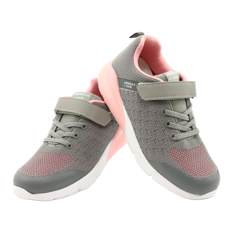 American Club Girls' Sport shoes with Velcro RL11 Gray-Pink grey 3 American Club Girls' Sport shoes with Velcro RL11 Gray-Pink grey 3