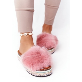 Seastar Pink Adventure Platform Slippers with Fur 2