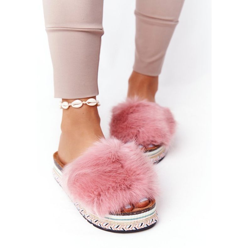 Seastar Pink Adventure Platform Slippers with Fur 2