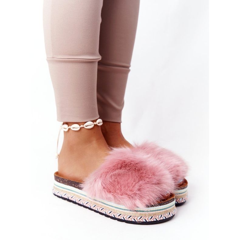 Seastar Pink Adventure Platform Slippers with Fur 1