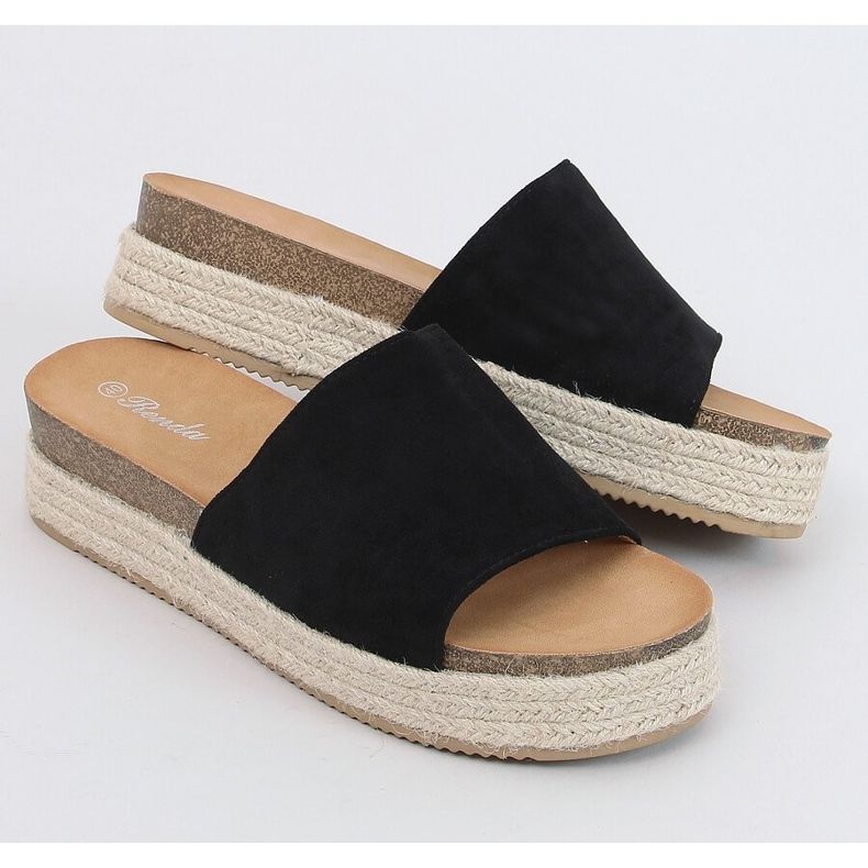 Black espadrilles slippers 10-215 Black 1