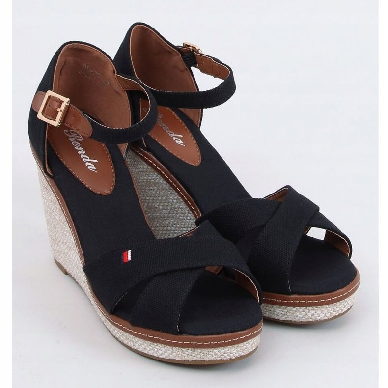 Black sandals on wedges BL-70 Black 1
