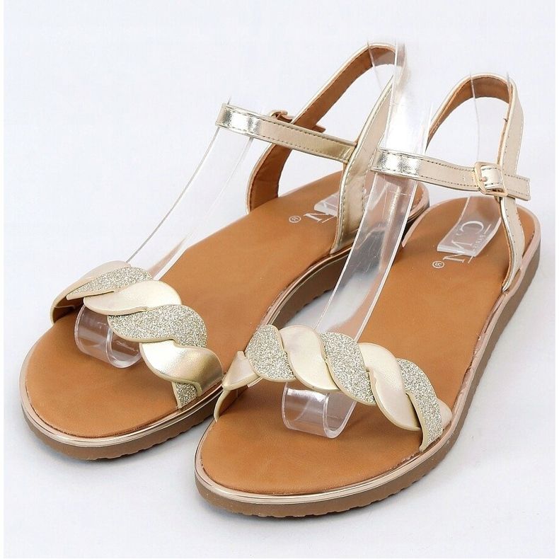 Gold women's sandals 123-5 Gold golden 1
