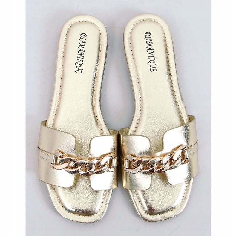 Golden HY23-01 Gold slippers with a chain 1