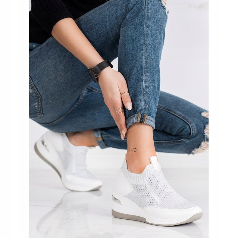 ARTIKER Wedge Slip-On Sneakers white silver grey 2