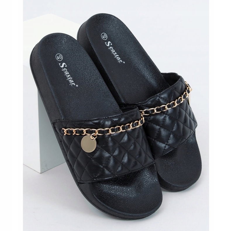 Black CK189P Black slippers golden 1