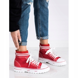 SHELOVET Fashionable Slip-On Sneakers white red 1