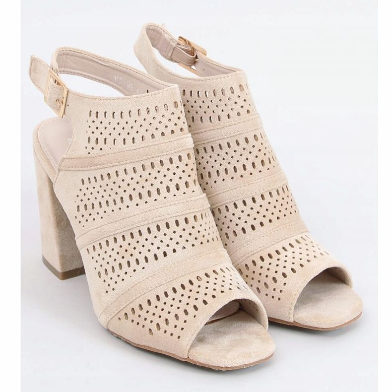 Openwork beige high-heeled sandals YT-99 Beige 1