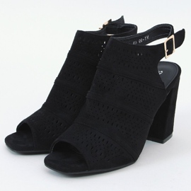 Black openwork high-heeled sandals YT-99 Black 1