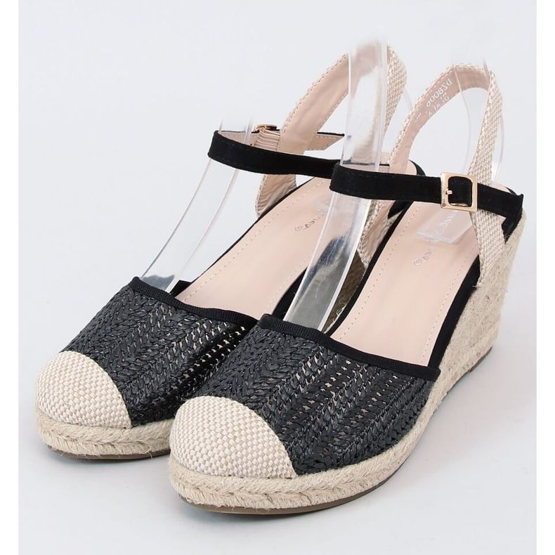 Black Espadrilles on a wedge heel DZ8006 Black beige 1