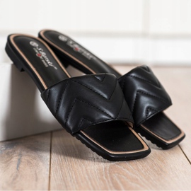 S. BARSKI Quilted S.BARSKI slippers black 1