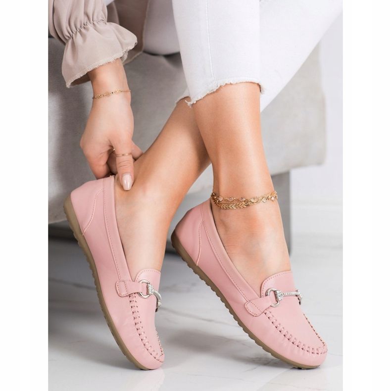 Queentina Elegant Loafers With Cubic Zirconia pink 2