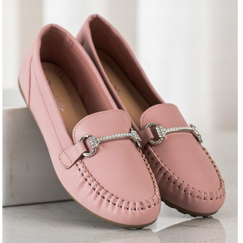 Queentina Elegant Loafers With Cubic Zirconia pink 1