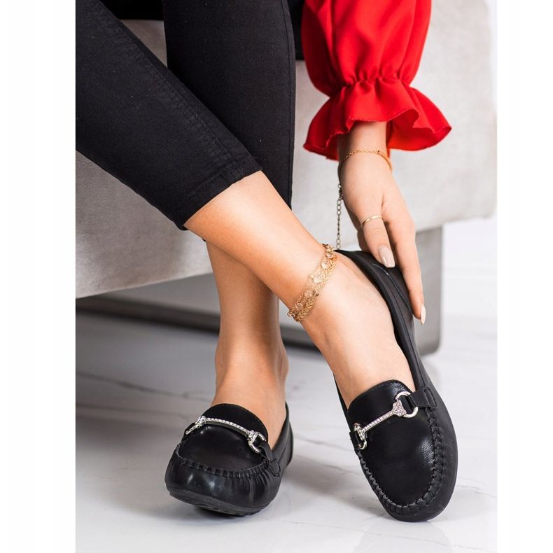 Queentina Elegant Loafers With Cubic Zirconia black 1