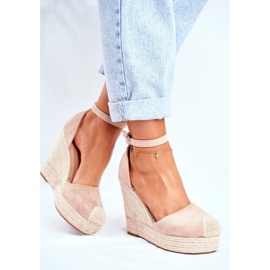 Avocado Beige Wedge Sandals With Braids 1