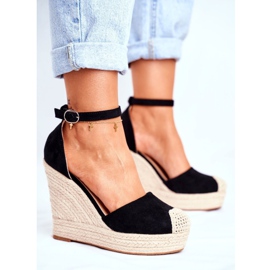 MSMG Black Avocado Wedge Sandals With Braids 1