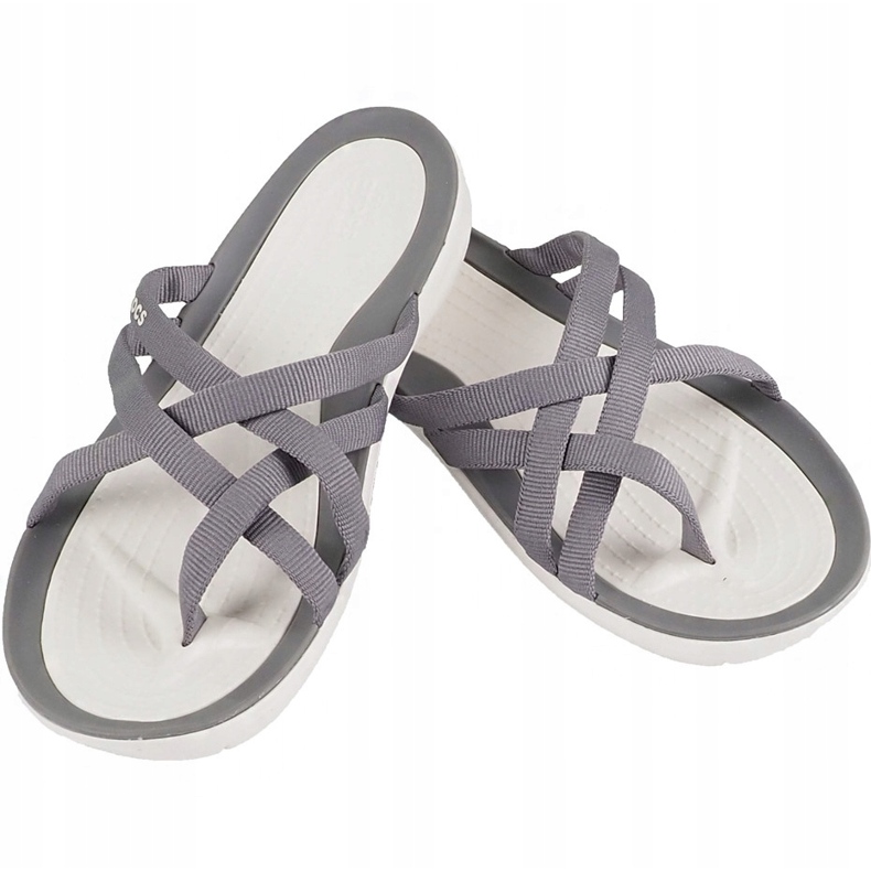 Crocs Women's Slippers Swiftwater Webbing Flip W Light Gray 205479 Oct. grey 1