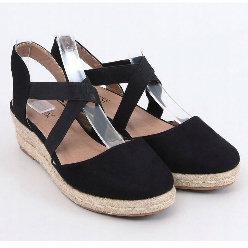 Black Espadrilles on a low wedge heel 9R65 Black 2