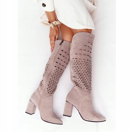 Wiosenne Ażurowe Kozaki Lewski Shoes 2847 / B Beżowe beige 1 Wiosenne Ażurowe Kozaki Lewski Shoes 2847 / B Beżowe beige 1