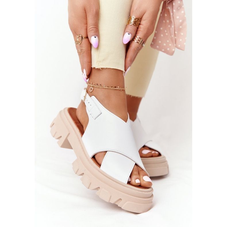 Leather Sandals On The Platform Lewski Shoes 3018-0 White 2 Leather Sandals On The Platform Lewski Shoes 3018-0 White 2
