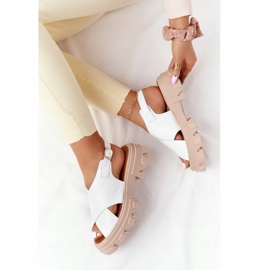 Leather Sandals On The Platform Lewski Shoes 3018-0 White 1 Leather Sandals On The Platform Lewski Shoes 3018-0 White 1