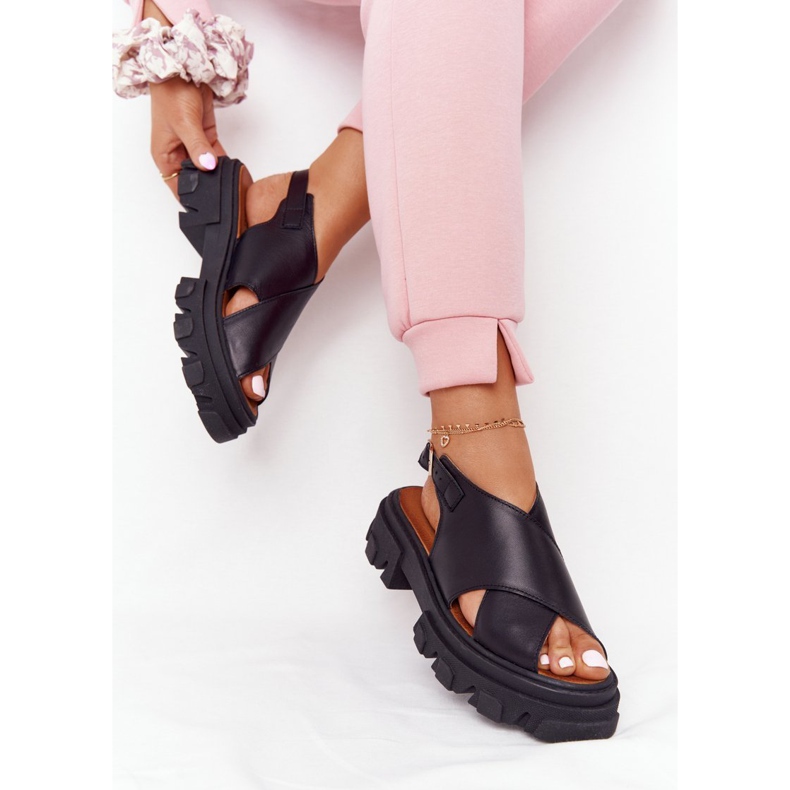 Leather Sandals On The Platform Lewski Shoes 3018-0 Black 2 Leather Sandals On The Platform Lewski Shoes 3018-0 Black 2