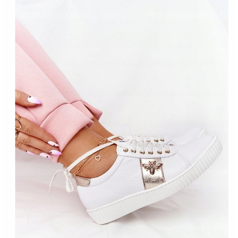 Women's Leather Sneakers Lewski Shoes 2786-0 White and Gold golden 1 Women's Leather Sneakers Lewski Shoes 2786-0 White and Gold golden 1
