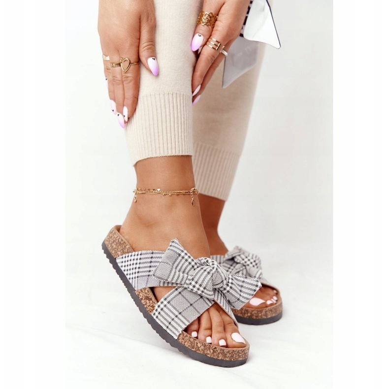 Slippers On The Cork Sole Vinceza 20-30105 Gray Check grey 1