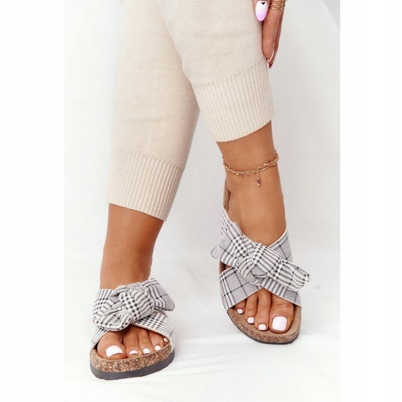 Slippers On The Cork Sole Vinceza 20-30105 Gray Check grey 2