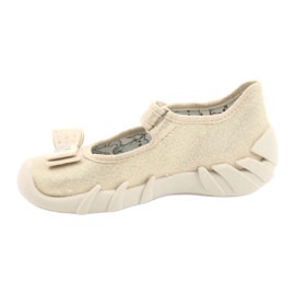 Befado children's slippers with a bow 109p206 gold golden 2