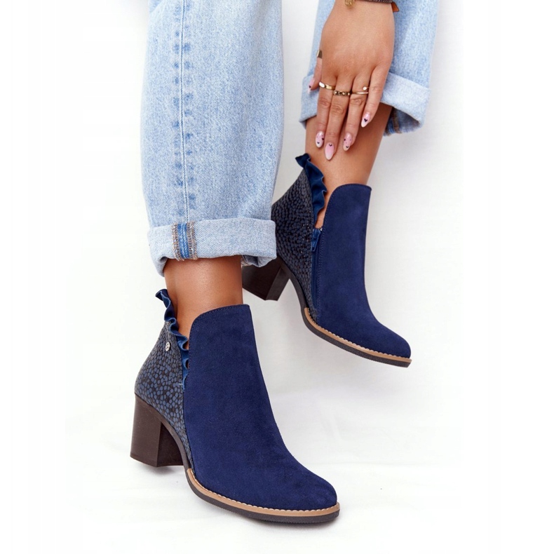 Women's leather boots on a high heel Maciejka Navy blue 04833-17 2 Women's leather boots on a high heel Maciejka Navy blue 04833-17 2