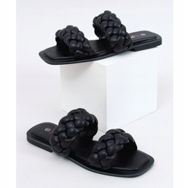 Black JH200 Black slippers with braided stripes 1 Black JH200 Black slippers with braided stripes 1