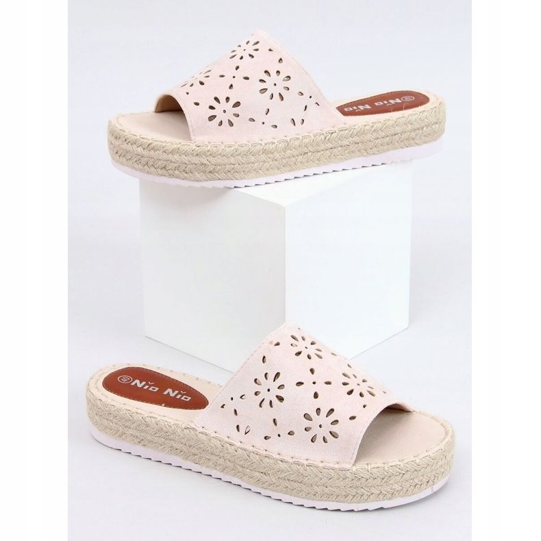 Beige openwork slippers espadrilles 99-62A Beige 1