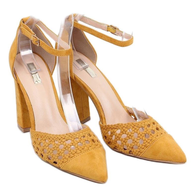 Pumps exposed heels honey 1JB-19228 Yellow 1