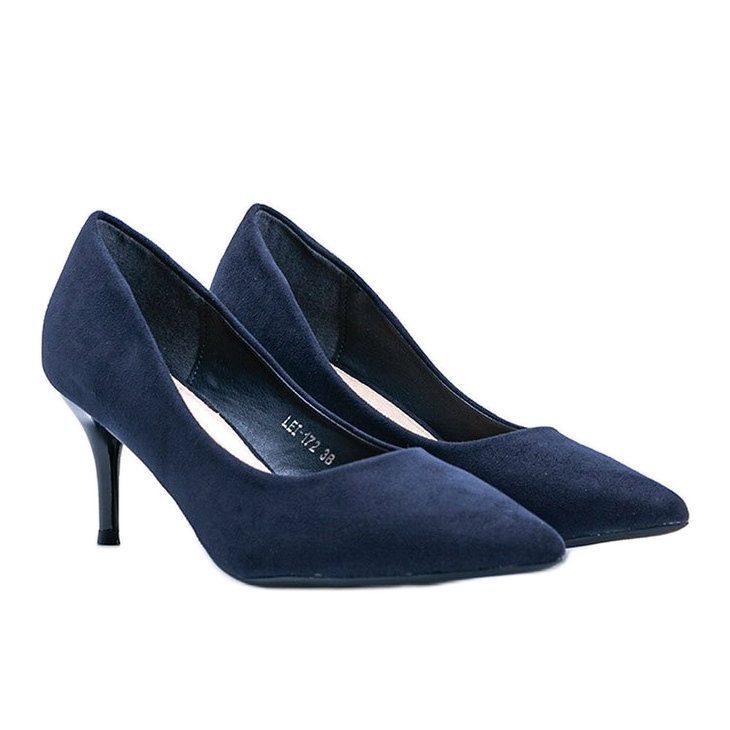 Inhalere Politibetjent dæmning Navy blue pumps on a stiletto heel made of eco-suede Anissa - KeeShoes