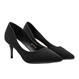 Black pumps on a stiletto heel made of eco-suede Anissa 1